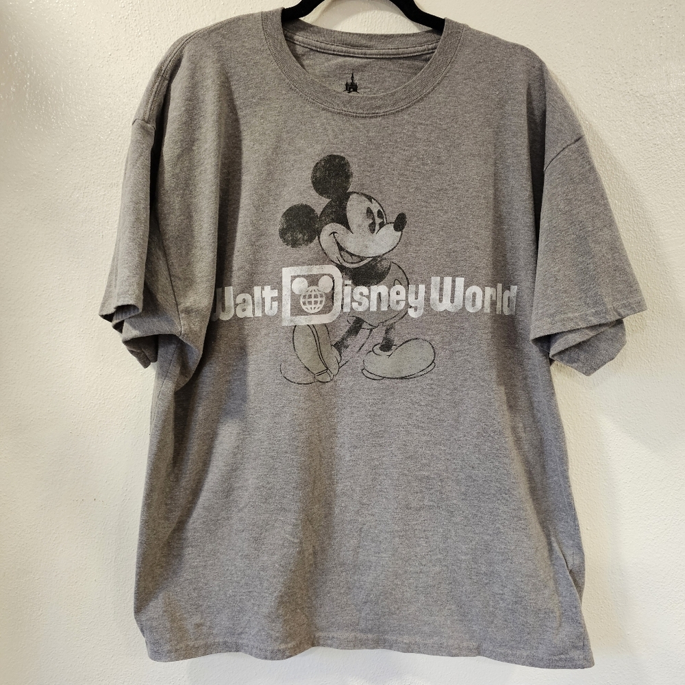 Disney Parks Tee Shirt Classic Mickey Mouse Gray Black Men's XL